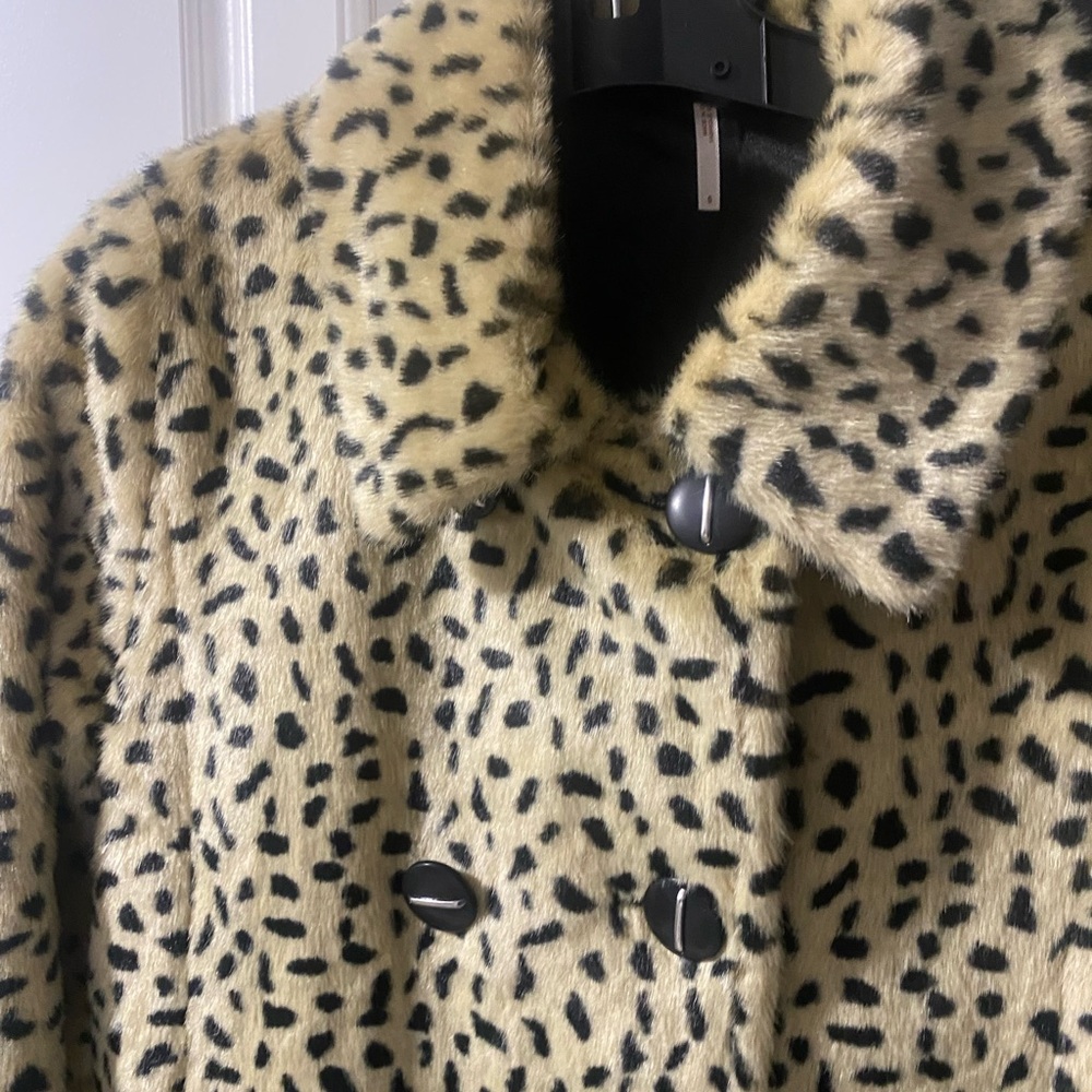 Free People Black and Tan Animal Print Pea Coat - Picture 6 of 13
